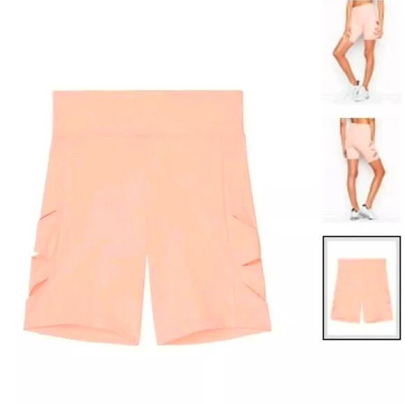Victoria Secret Sport Cut Out Bike Shorts Size Small Euphoria Pink Active Gym - Picture 9 of 11